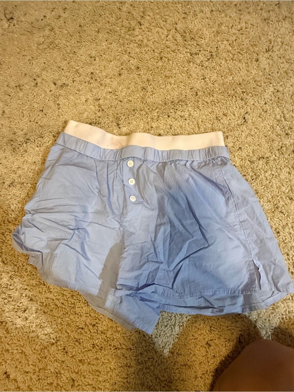 PacSun Light Blue Women's Lounge Shorts with White Waistband